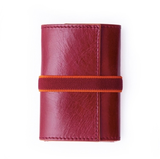 Unisex Red Leather Card Wallet Holder