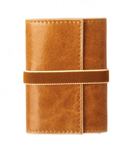 Unisex Tan Leather Card Wallet Holder