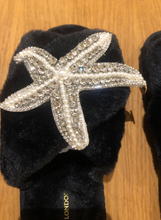 Load image into Gallery viewer, Black Pearl & Crystal Starfish Slippers