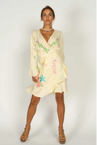Riveria Cream Wrap Dress - Short