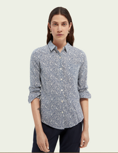 Blue & White Regular Fit Printed shirt