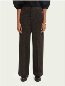 High rise patterned wide-leg trousers