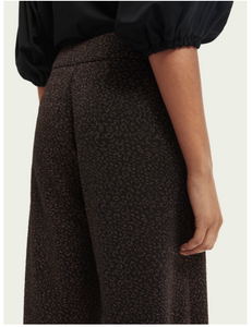 High rise patterned wide-leg trousers