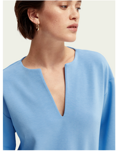 Voluminous sleeved soft sweater - blue