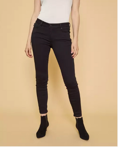 Victoria 7/8 Black Jeans with Zips - Black