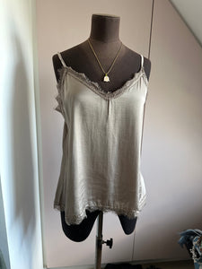 Lace Trim Kami Camisoles in Taupe