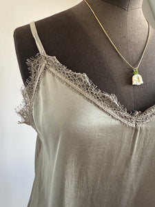 Lace Trim Kami Camisoles in Taupe