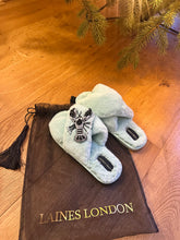 Load image into Gallery viewer, Mint Fluffy Mollie Monochrome Slippers Size 3-4 only