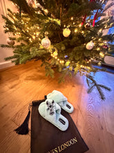 Load image into Gallery viewer, Mint Fluffy Mollie Monochrome Slippers Size 3-4 only