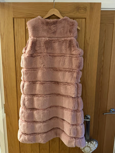 Faux fur pink long gilet