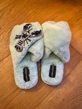 Load image into Gallery viewer, Mint Fluffy Mollie Monochrome Slippers Size 3-4 only
