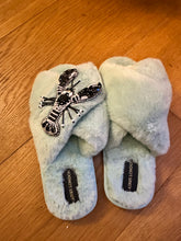 Load image into Gallery viewer, Mint Fluffy Mollie Monochrome Slippers Size 3-4 only