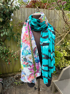 Multicoloured Zebra & Floral Scarf