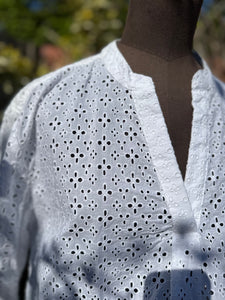 Summer Broiderie Popover Blouse