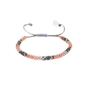 Hoopys Beaded Bracelet - Grey & Rose Gold