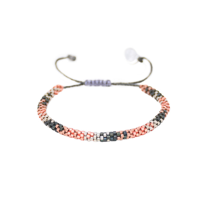 Hoopys Beaded Bracelet - Grey & Rose Gold