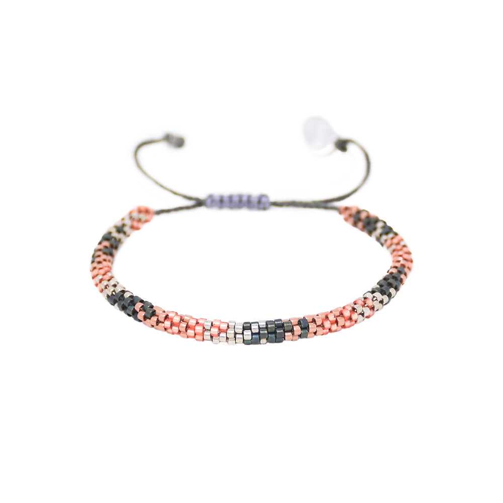 Hoopys Beaded Bracelet - Grey & Rose Gold
