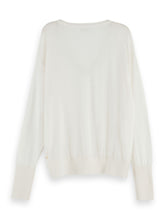 Load image into Gallery viewer, 100% Merino wool long sleeve V-neck sweater - Cream