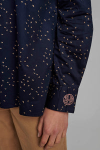 Navy Swallow Cotton Shirt