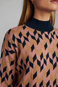 Ash Rose Geometric Diamond Sweater