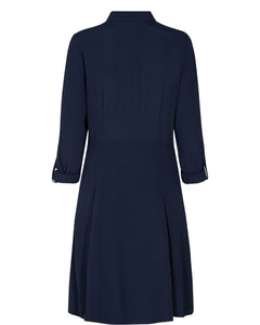 Navy Fitted A-line Dress