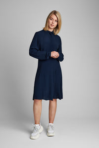 Navy Fitted A-line Dress