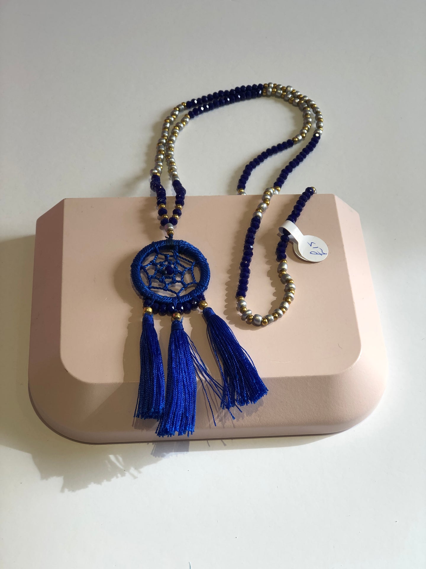 Navy Beaded Wind catcher Necklace