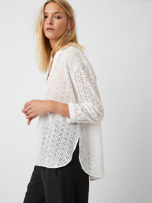 Summer Broiderie Popover Blouse