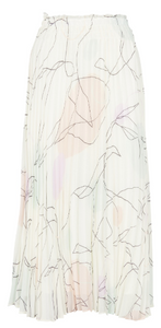 FONDA - White Printed pleated midi skirt