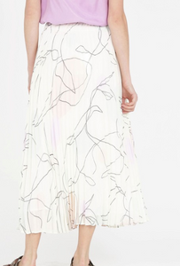 FONDA - White Printed pleated midi skirt