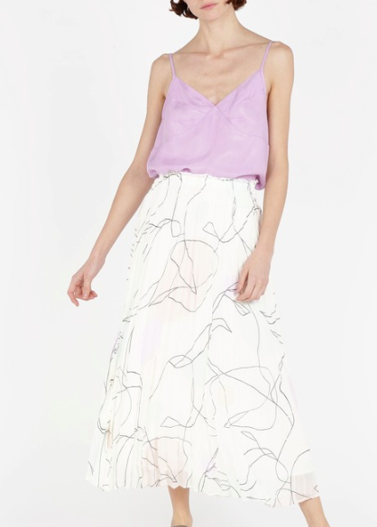 FONDA - White Printed pleated midi skirt