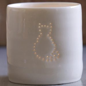 Porcelain cat mini tealight holder