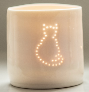Porcelain cat mini tealight holder