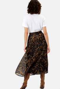 Pleated Falls Skirt in Black & Mustard - LAST ONE - SIZE L - 14
