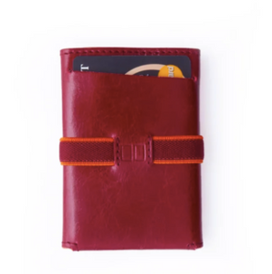 Unisex Red Leather Card Wallet Holder