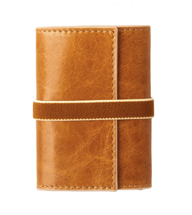 Unisex Tan Leather Card Wallet Holder