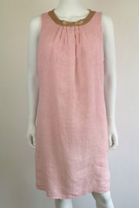 Pale Pink Linen Sequin Dress