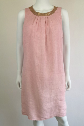 Pale Pink Linen Sequin Dress
