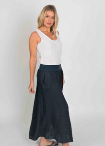 Linen Lili Maxi Skirt - Navy