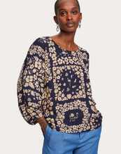 Load image into Gallery viewer, Navy Loose Floral Print Top
