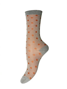 Silver & Orange Spotted Glitter Socks