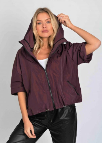 Hood & Zip Rain Jacket - Bordeaux