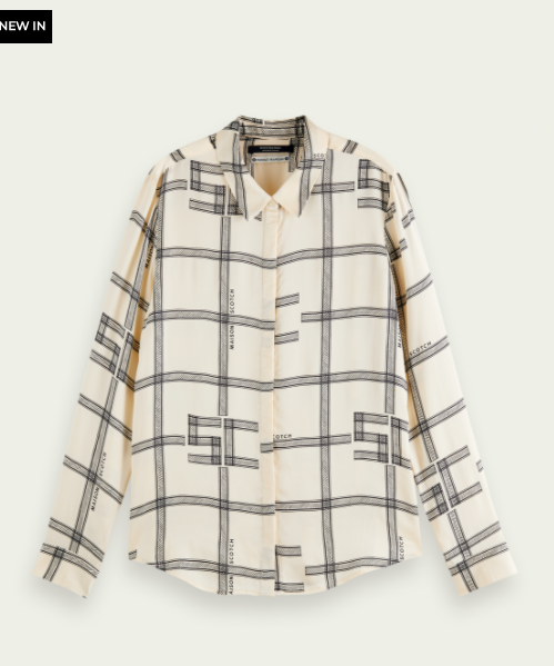 Maison Scotch - Printed long sleeve drapey shirt