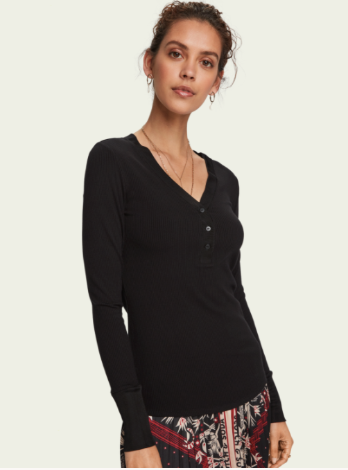 Long sleeve V-neck Grandad t-shirt