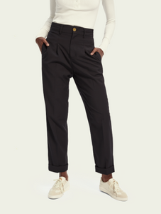 Black tailored regular length high waist pants