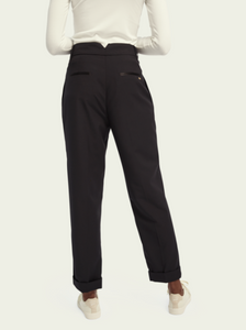 Black tailored regular length high waist pants