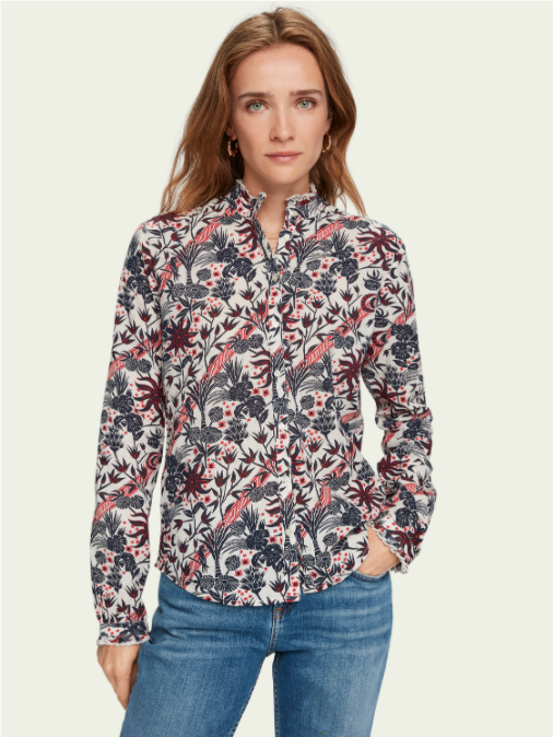 Long sleeve cotton print shirt