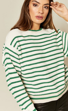 Load image into Gallery viewer, Green and White Stripe Knit