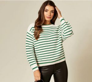 Green and White Stripe Knit