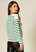 Load image into Gallery viewer, Green and White Stripe Knit